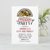 Pizza Party Geburtstagsfeier Einladung (Stehend Vorderseite)
