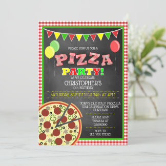 Pizza Party Geburtstagsfeier Einladung