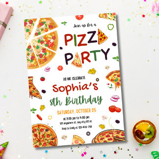 Pizza Party Geburtstagsfeier Einladung, Pizza Gebu Einladung