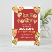 Pizza Party Geburtstagskarte (Stehend Vorderseite)