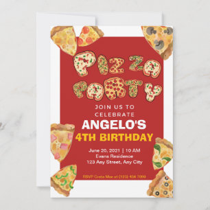 Pizza Party Geburtstagskarte