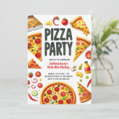 Pizza Party Geburtstagsparty Einladung (Stehend Vorderseite)