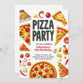 Pizza Party Geburtstagsparty Einladung (Vorne/Hinten)