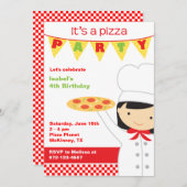 Pizza Party Girl Einladungen (Vorne/Hinten)