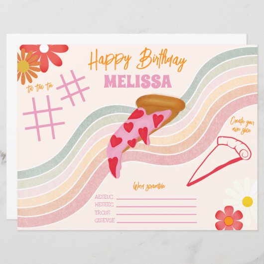 Pizza Party Girls Coloring Activity Page (Vorne/Hinten)