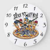 Pizza-Party Große Wanduhr (Vorderseite)