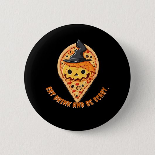 Pizza Party Halloween Pumpkin Witch Hat Essential Button (Vorderseite)