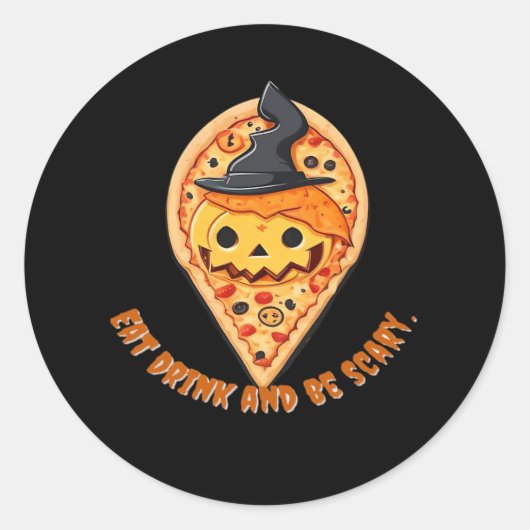 Pizza Party Halloween Pumpkin Witch Hat Essential Runder Aufkleber (Vorderseite)