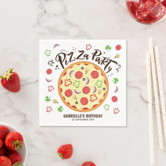 Pizza-Party im modernen Stil Serviette (Beispiel)