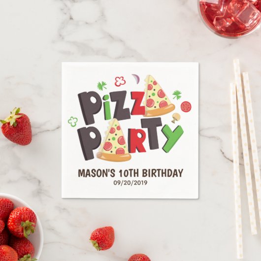 Pizza-Party im modernen Stil Serviette (Beispiel)