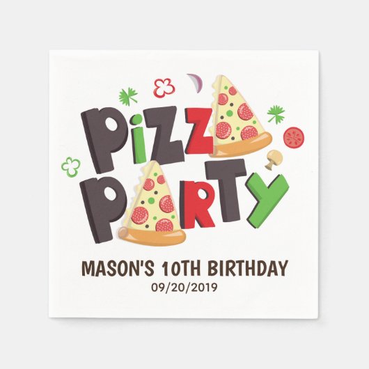 Pizza-Party im modernen Stil Serviette (Vorderseite)