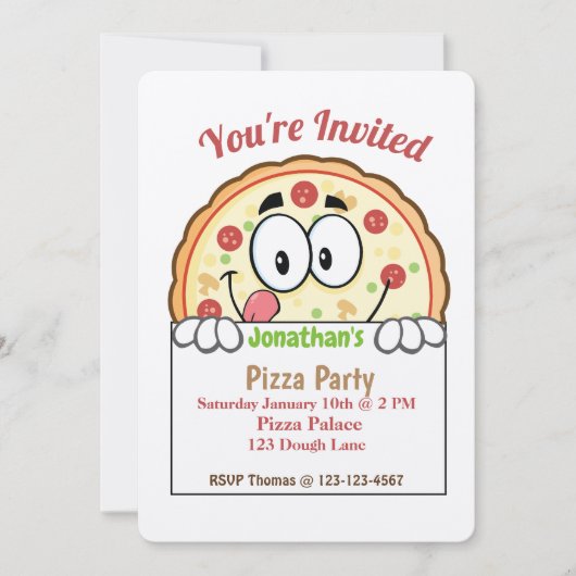 Pizza Party Invite Einladung (Vorderseite)