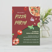 Pizza Party Italienisch Modernes Kindergeburtstag Einladung (Stehend Vorderseite)