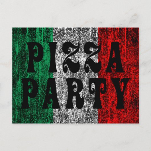 Pizza-Party (italienische Flagge) Einladungspostkarte (Vorderseite)