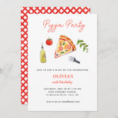 PIZZA-PARTY jedes Jahr Einladung zum Geburtstag (Vorne/Hinten)