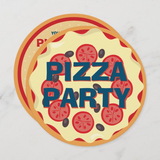 Pizza Party Jeglicher Kindergeburtstag Einladung (Vorne/Hinten)