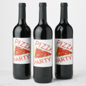 Pizza Party Käse Pepperoni Pie Slice Pizzeria Weinetikett (Flaschen)