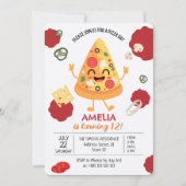 Pizza Party Kawaii Einladung zum Geburtstag (Vorderseite)