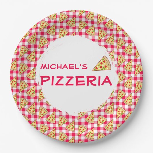 Pizza Party Kids Birthday Pappteller (Vorderseite)