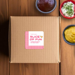 Pizza Party Kids Birthday Quadratischer Aufkleber