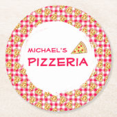 Pizza Party Kids Birthday Runder Pappuntersetzer (Vorderseite)