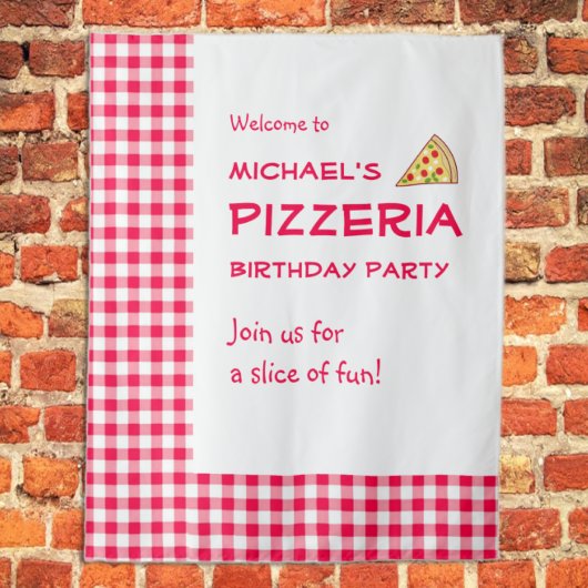 Pizza Party Kids Birthday Wandteppich