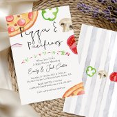 Pizza Party Kinderdusche Rustikales Wasserfarben T Einladung