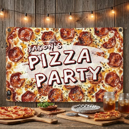 Pizza-Party Kindergeburtstag Banner