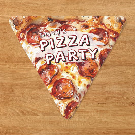 Pizza-Party Kindergeburtstag Dreieckiger Aufkleber