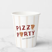 Pizza-Party Kindergeburtstag Gestreift Pappbecher (Vorderseite)