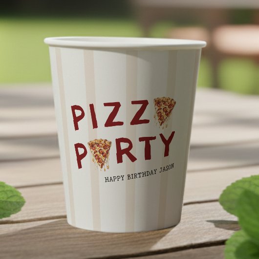 Pizza-Party Kindergeburtstag Gestreift Pappbecher