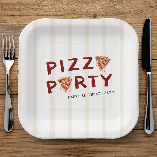 Pizza-Party Kindergeburtstag Gestreift Pappteller