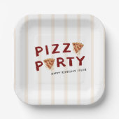 Pizza-Party Kindergeburtstag Gestreift Pappteller (Vorderseite)