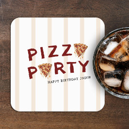 Pizza-Party Kindergeburtstag Gestreift Rechteckiger Pappuntersetzer