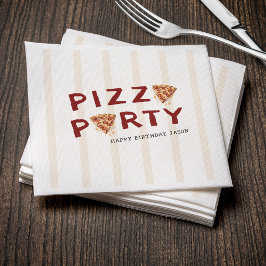 Pizza-Party Kindergeburtstag Gestreift Serviette
