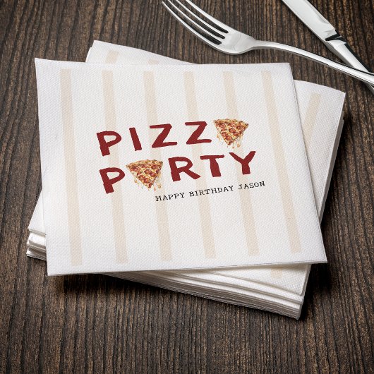 Pizza-Party Kindergeburtstag Gestreift Serviette