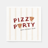 Pizza-Party Kindergeburtstag Gestreift Serviette (Vorderseite)