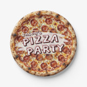 Pizza-Party Kindergeburtstag Pappteller (Vorderseite)