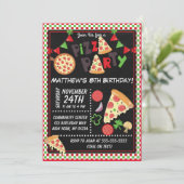 Pizza Party Kindergeburtstag Party Einladung (Stehend Vorderseite)