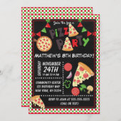 Pizza Party Kindergeburtstag Party Einladung (Vorne/Hinten)