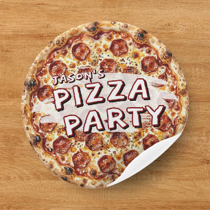 Pizza-Party Kindergeburtstag Runder Aufkleber