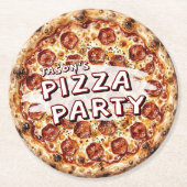 Pizza-Party Kindergeburtstag Runder Pappuntersetzer (Vorderseite)