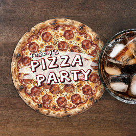Pizza-Party Kindergeburtstag Runder Pappuntersetzer