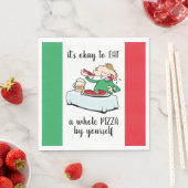 Pizza Party mit Cartoon, Text und italienischen Fa Serviette (Beispiel)