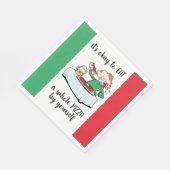 Pizza Party mit Cartoon, Text und italienischen Fa Serviette (Ecke)