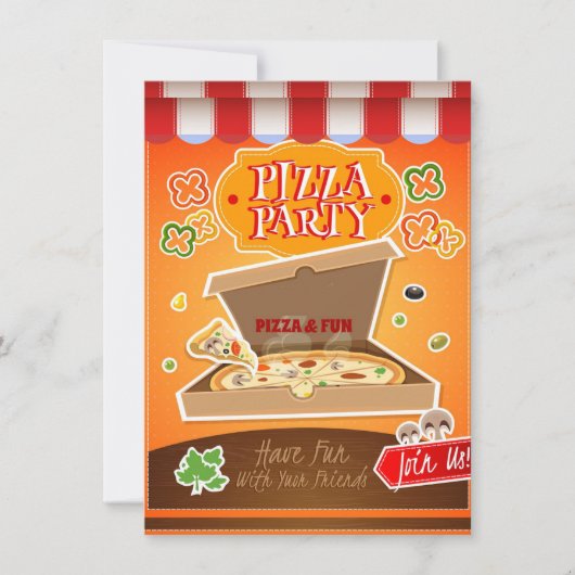Pizza Party Mitteilungskarte (Vorderseite)