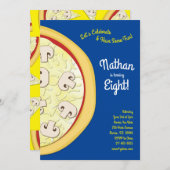 Pizza Party Mushrrom Pizza Einladung (Vorne/Hinten)