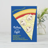 Pizza Party Mushrrom Pizza Slice Einladung (Stehend Vorderseite)