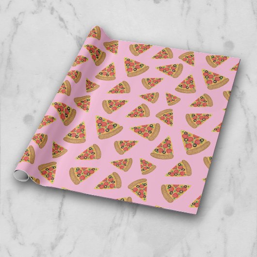 Pizza Party Muster Pink Wrapping Paper Geschenkpapier