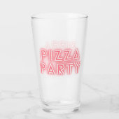 Pizza Party Neon Effect Pink Text Glas (Rückseite)